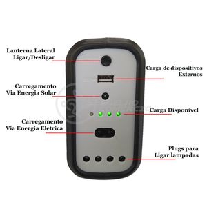 Kit Lanterna Placa Solar Carregador Portatil Emergência
