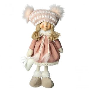 Boneca Menina Em Pé Com Vestido Xadrez 37Cm - Bt1768