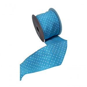 Fita Decorativa Azul Com Poa - Ft024
