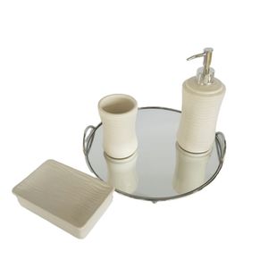 Kit Para Banheiro 3 Peças Em Cerâmica Branca Detalhes Kit 3 Pçs.