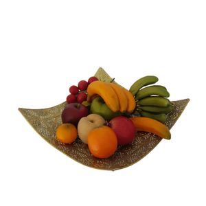 Fruteira Em Alumínio + Estrutura Em Metal + Dourada Al 15cm X L 36cm X C 36cm