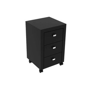 Gaveteiro P/ Escritório Me4108 C/ 3 Gavetas E Rodízios Preto - Tecno Mobili
