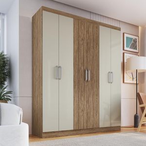 Guarda Roupa Casal 6 Portas E 2 Gavetas Internas Rp3624 Decibal Wood Cristalo Wood|cristalo