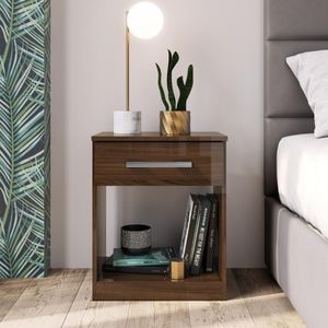 Mesa De Cabeceira 1 Gaveta Basic Cm6001 Decibal Cacau Brilho