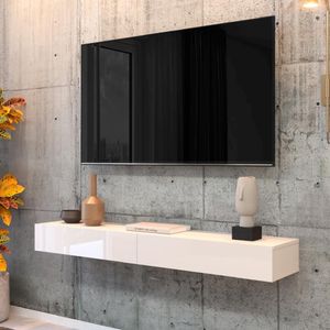 Rack Suspenso Para Painel Ou Tv Até 55 Polegadas 2 Portas 1,10m Off White Edn Off White