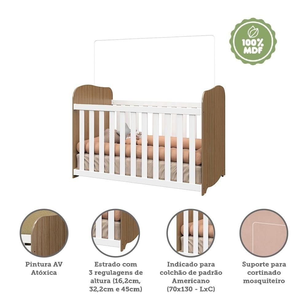 Berço Moises Encanto Cercado Para Bebe Grade Regulável Mdf