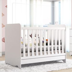 Berço Mini Cama Padrão Americano 100% Mdf 3 Em 1 Ben Móveis Peroba Branco Brilho Branco Brilho