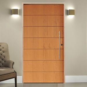 Kit Porta De Madeira Pivotante 210X110Cm Batente 14Cm Fechadura 803 Rolete Externa 2 Imbuia