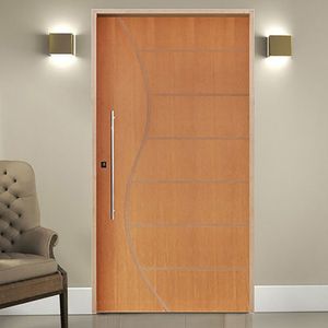 Kit Porta De Madeira Pivotante 210X120Cm Batente 14Cm Fechadura 803 Rolete Externa 12 Imbuia