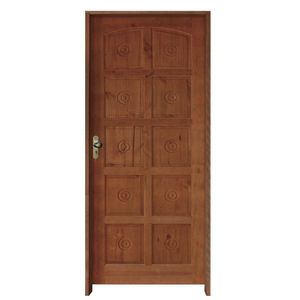 Kit Porta De Madeira 210X82Cm Batente 11Cm Fechadura Taco De Golf Externa Torneada 10 Bicos Pinus