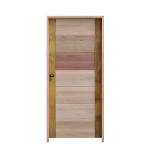 Kit Porta De Madeira 210X82Cm Batente 14Cm Fechadura Taco De Golf Externa 3B Cedro