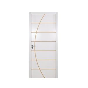 Kit Porta De Madeira Decorada 215X64Cm Com Batente De Mdf Ultra 16Cm Neblina Mgm Branco