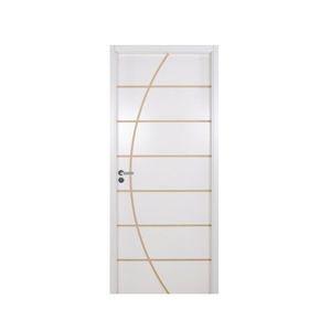 Kit Porta De Madeira Decorada 215X84Cm Com Batente De Mdf Ultra 10Cm Neblina Mgm Branco