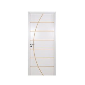 Kit Porta De Madeira Decorada 215X64Cm Com Batente De Mdf Ultra 10Cm Neblina Mgm Branco