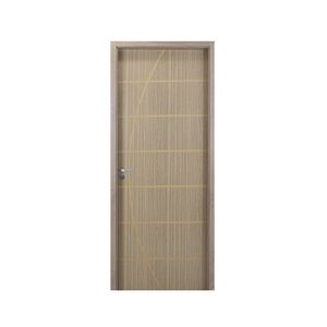 Kit Porta De Madeira Decorada 215X74Cm Com Batente De Mdf Ultra 10Cm Neblina Mgm Carvalho Alpha