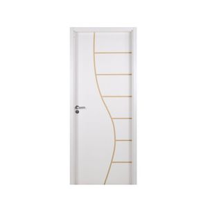 Kit Porta De Madeira Decorada 215X64Cm Com Batente De Mdf Ultra 10Cm Cantareira Mgm Branco