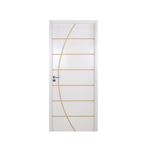 Kit Porta De Madeira Decorada 215X64Cm Com Batente De Mdf Ultra 12Cm Neblina Mgm Branco