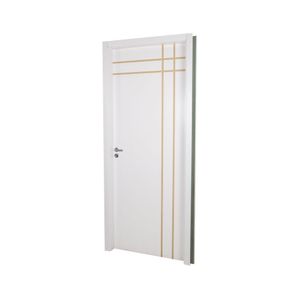 Kit Porta De Madeira Decorada 215X94Cm Com Batente De Mdf Ultra 16Cm Mantiqueira Mgm Branco