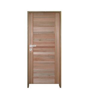 Kit Porta De Madeira 210X82Cm Batente 11Cm Fechadura Stilo Cromada Madeira 3B Eucalipto