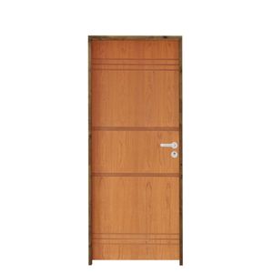 Kit Porta De Madeira Pivotante 210X62Cm Batente 14Cm Fechadura Stilo Cromada Externa 7 Imbuia