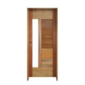 Kit Porta De Madeira Pivotante 210X72Cm Batente 14Cm Fechadura 803 Rolete Externa 3B Com Visor Cedro