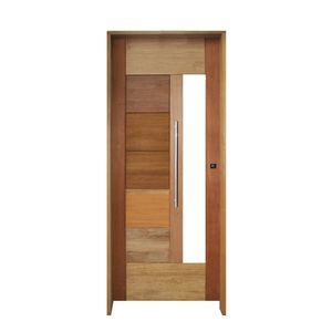 Kit Porta De Madeira Pivotante 210X72Cm Batente 14Cm Fechadura 803 Rolete Externa 3B Com Visor Cedro