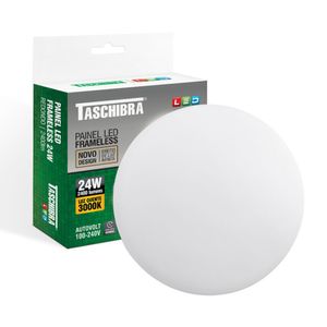 Painel De Led Frameless Redondo Embutir/sobrepor 24w Bivolt Taschibra 3000k Luz Quente