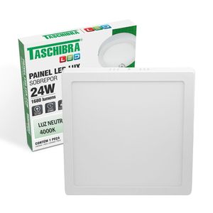 Painel De Led Quadrado Sobrepor 24w Bivolt Taschibra 4000k Luz Neutra