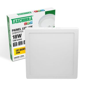 Painel De Led Quadrado Sobrepor 18w Bivolt Taschibra 3000k Luz Quente