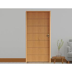 Kit Porta De Madeira 210X62Cm Batente 14Cm Fechadura Taco De Golf 2 Imbuia