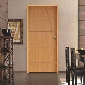Kit Porta De Madeira 210X82Cm Batente 14Cm Fechadura Taco De Golf Externa 5 Imbuia