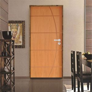 Kit Porta De Madeira Pivotante 210X72Cm Batente 14Cm Fechadura Stilo Cromada Externa 5 Imbuia