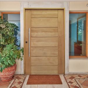 Kit Porta De Madeira Pivotante 210X140Cm Batente 14Cm Fechadura 803 Rolete 3B Tauari