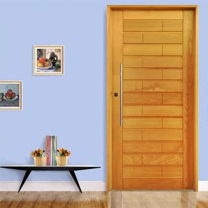Kit Porta De Madeira Pivotante 210X72Cm Batente 14Cm Fechadura 803 Rolete 3B Roma Tauari