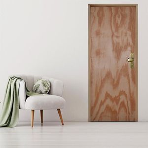Kit Porta De Madeira 210X60Cm Batente 14Cm Fechadura Taco De Golf Externo Mescla Lisa Mescla