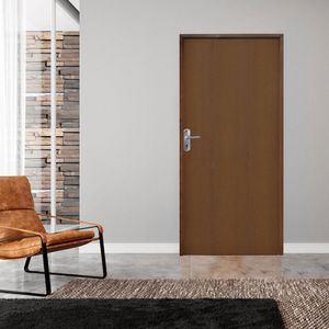 Kit Porta De Madeira 210X62Cm Batente 11Cm Fechadura Alavanca Comum Interna Imbuia