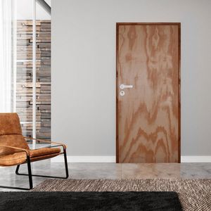 Kit Porta De Madeira 210X72Cm Batente 11Cm Fechadura Stilo Cromada Externa Mescla