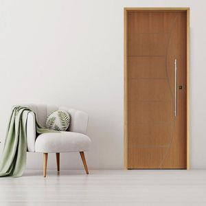Kit Porta De Madeira Pivotante 210X92Cm Batente 14Cm Fechadura 803 Rolete Externa 12 Imbuia