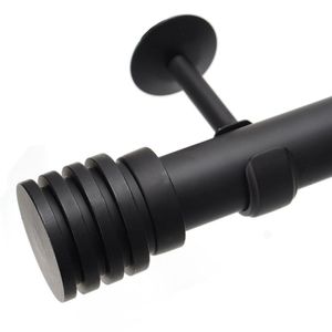 Kit Varão De Cortina 28Mm 2M Ponteira Glacial Couselo Preto Fosco