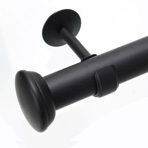 Kit Varão De Cortina 28Mm 2M Ponteira Meia Lua Couselo Preto Fosco