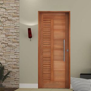 Kit Porta De Madeira Pivotante 210X82Cm Batente 14Cm Fechadura 803 Rolete 3B Porto Velho Tauari