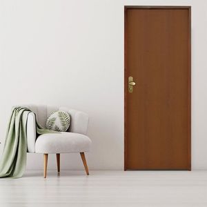Kit Porta De Madeira 210X92Cm Batente 11Cm Fechadura Taco De Golf Banheiro Mescla Lisa Imbuia