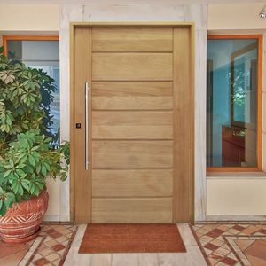 Kit Porta De Madeira Pivotante 210X120Cm Batente 14Cm Fechadura 803 Rolete 3B Tauari