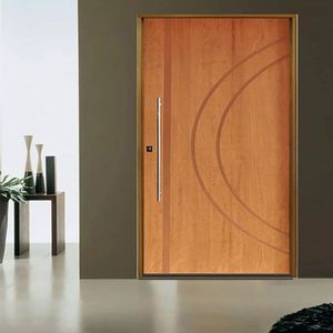Kit Porta De Madeira Pivotante 210X140Cm Batente 14Cm Fechadura 803 Rolete Externa 10 Imbuia