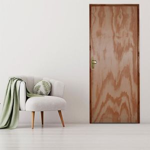 Kit Porta De Madeira 210X60Cm Batente 14Cm Fechadura Taco De Golf Externo Mescla Lisa Mescla