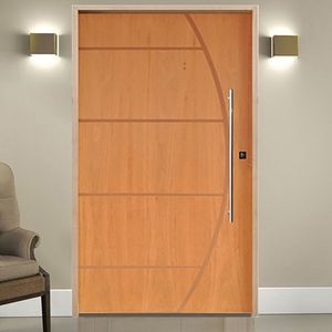 Kit Porta De Madeira Pivotante 210X120Cm Batente 14Cm Fechadura 803 Rolete Externa 6 Imbuia