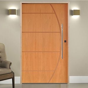 Kit Porta De Madeira Pivotante 210X110Cm Batente 14Cm Fechadura 803 Rolete Externa 6 Imbuia