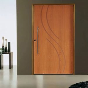 Kit Porta De Madeira Pivotante 210X110Cm Batente 14Cm Fechadura 803 Rolete Externa 9 Imbuia