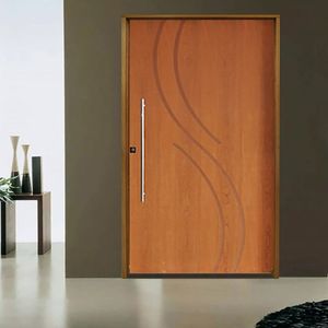 Kit Porta De Madeira Pivotante 210X120Cm Batente 14Cm Fechadura 803 Rolete Externa 9 Imbuia