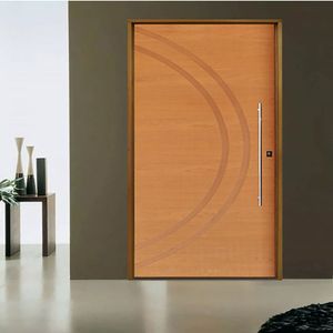 Kit Porta De Madeira Pivotante 210X120Cm Batente 14Cm Fechadura 803 Rolete Externa 11 Imbuia